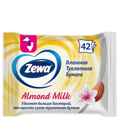 Бумага туалетная Zewa Almond milk влажная, 42шт Бумага туалетная Zewa Almond milk влажная, 42шт