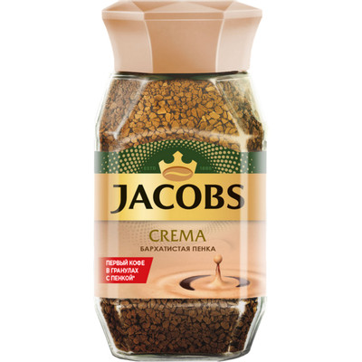 Кофе Jacobs Crema Бархатистая пенка натуральный растворимый сублимированный, 95г Кофе Jacobs Crema Бархатистая пенка натуральный растворимый сублимированный, 95г