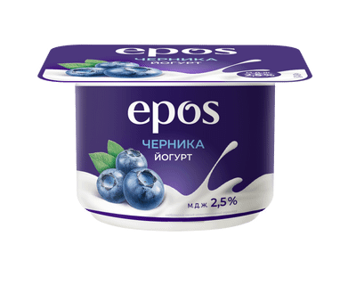 Йогурт Epos густой с черникой 2.5%, 120г Йогурт Epos густой с черникой 2.5%, 120г