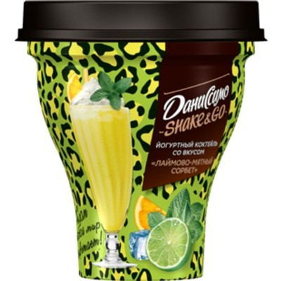 Коктейль йогуртный Даниссимо Shake&Go лайм-мята-сорбет 5.2%, 260г Коктейль йогуртный Даниссимо Shake&Go лайм-мята-сорбет 5.2%, 260г
