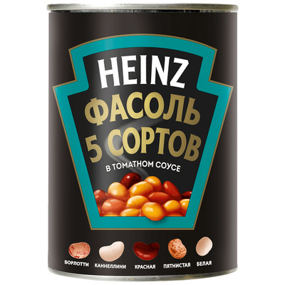 Фасоль Heinz 5 сортов микс в томатном соусе, 415г Фасоль Heinz 5 сортов микс в томатном соусе, 415г