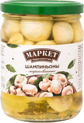 Шампиньоны Маркет Перекрёсток маринованные, 480г Шампиньоны Маркет Перекрёсток маринованные, 480г