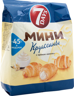 Мини-круассаны 7 Days с ванильным кремом, 105г Мини-круассаны 7 Days с ванильным кремом, 105г