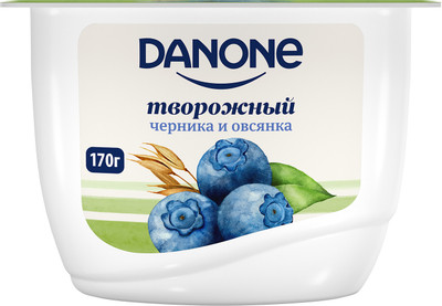 Продукт творожный Danone черника-овёс 3.6%, 170г Продукт творожный Danone черника-овёс 3.6%, 170г