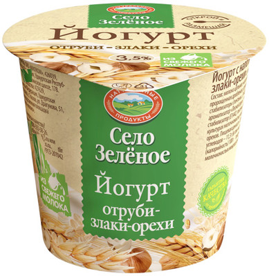 Йогурт Село Зелёное отруби-злаки-орехи 3.5%, 120г Йогурт Село Зелёное отруби-злаки-орехи 3.5%, 120г