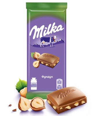 Шоколад молочный Milka с фундуком, 85г Шоколад молочный Milka с фундуком, 85г