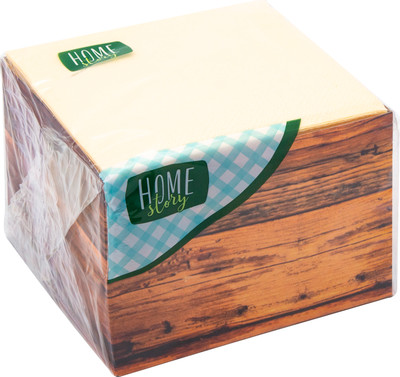Салфетки бумажные Home Story шампань 2 слоя 24x24см, 85шт Салфетки бумажные Home Story шампань 2 слоя 24x24см, 85шт