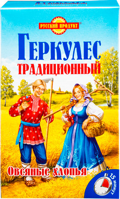 Хлопья овсяные Русский Продукт Геркулес традиционный, 500г Хлопья овсяные Русский Продукт Геркулес традиционный, 500г