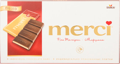 Шоколад тёмный Merci с марципаном, 112г Шоколад тёмный Merci с марципаном, 112г