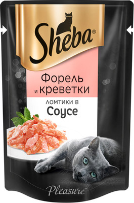 Корм Sheba Ломтики в соусе с форелью и креветками для кошек, 85г Корм Sheba Ломтики в соусе с форелью и креветками для кошек, 85г
