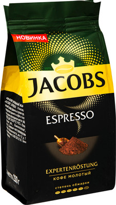 Кофе Jacobs Espresso натуральный жареный молотый, 230г Кофе Jacobs Espresso натуральный жареный молотый, 230г