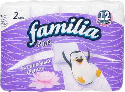 Бумага туалетная Familia Plus Волшебный цветок ароматизированная 2 слоя, 12шт Бумага туалетная Familia Plus Волшебный цветок ароматизированная 2 слоя, 12шт