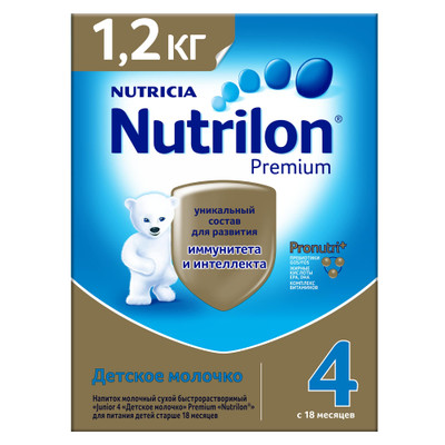 Напиток Nutrilon 4 Premium сухой быстрорастворимый с 18 месяцев, 1.2кг Напиток Nutrilon 4 Premium сухой быстрорастворимый с 18 месяцев, 1.2кг