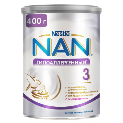 Смесь Nan 3 Optipro гипоаллергенный с 12 месяцев, 400г Смесь Nan 3 Optipro гипоаллергенный с 12 месяцев, 400г