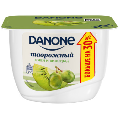 Продукт творожный Danone киви-виноград 3.6%, 170г Продукт творожный Danone киви-виноград 3.6%, 170г