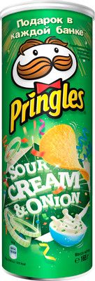 Чипсы картофельные Pringles со вкусом сметаны и лука, 165г Чипсы картофельные Pringles со вкусом сметаны и лука, 165г