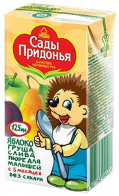 Пюре Сады Придонья яблоко-груша-слива с 5 месяцев, 125г Пюре Сады Придонья яблоко-груша-слива с 5 месяцев, 125г