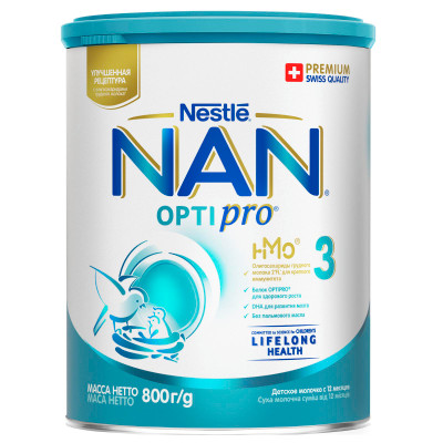 Смесь Nan 3 Optipro молочная с 12 месяцев, 800г Смесь Nan 3 Optipro молочная с 12 месяцев, 800г