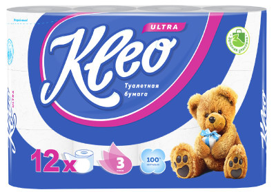 Бумага туалетная Kleo Ultra 3 слоя, 12шт Бумага туалетная Kleo Ultra 3 слоя, 12шт