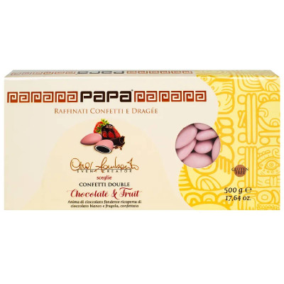 Драже Papa из тёмного и белого шоколада в сахарной глазури с клубникой, 500г Драже Papa из тёмного и белого шоколада в сахарной глазури с клубникой, 500г