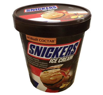 Мороженое сливочное Snickers с пастой из арахиса 8.5%, 340г Мороженое сливочное Snickers с пастой из арахиса 8.5%, 340г