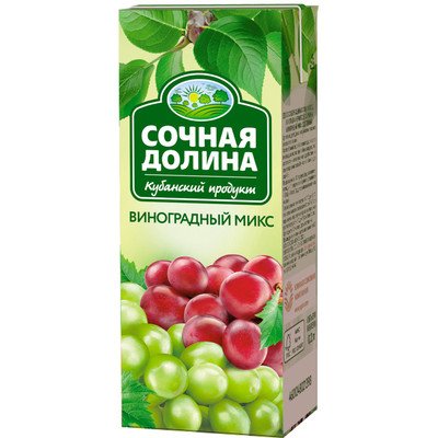 Напиток сокосодержащий Сочная Долина Виноградный микс яблоко-виноград-черноплодная рябина, 200мл Напиток сокосодержащий Сочная Долина Виноградный микс яблоко-виноград-черноплодная рябина, 200мл