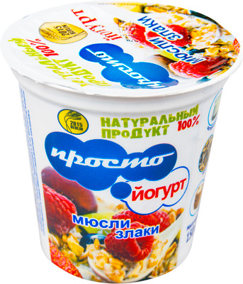 Йогурт Просто Молоко мюсли-злаки 2.5%, 150г Йогурт Просто Молоко мюсли-злаки 2.5%, 150г