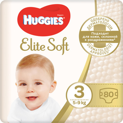 Подгузники Huggies Elite Soft р.3 5-9кг, 80шт Подгузники Huggies Elite Soft р.3 5-9кг, 80шт