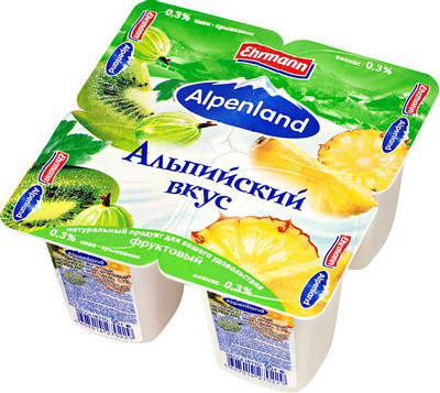 Продукт йогуртный Alpenland ананас-киви-крыжовник 0.3%, 95г Продукт йогуртный Alpenland ананас-киви-крыжовник 0.3%, 95г