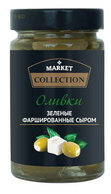 Оливки Market Collection зелёные фаршированные сыром, 290г Оливки Market Collection зелёные фаршированные сыром, 290г