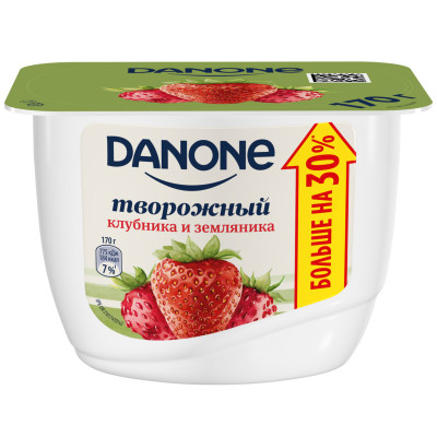 Продукт творожный Danone клубника-земляника 3.6%, 170г Продукт творожный Danone клубника-земляника 3.6%, 170г
