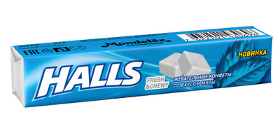 Конфеты Halls Fresh & Chewy жевательные со вкусом мяты, 47г Конфеты Halls Fresh & Chewy жевательные со вкусом мяты, 47г