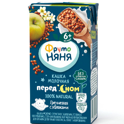Каша ФрутоНяня молочно-гречневая с яблоками с 6 месяцев, 200мл Каша ФрутоНяня молочно-гречневая с яблоками с 6 месяцев, 200мл