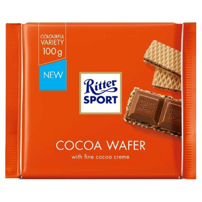 Шоколад молочный Ritter Sport с начинкой какао и вафли, 100г Шоколад молочный Ritter Sport с начинкой какао и вафли, 100г