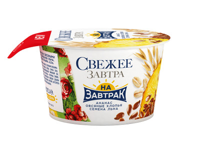 Йогурт Свежее Завтра ананас-овсяные хлопья-семена льна 4%, 150г Йогурт Свежее Завтра ананас-овсяные хлопья-семена льна 4%, 150г