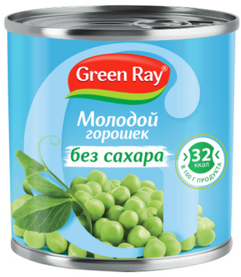 Горошек Green Ray молочный без сахара, 400г Горошек Green Ray молочный без сахара, 400г