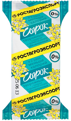 Сырок творожный Ростагроэкспорт с ванилином 0%, 90г Сырок творожный Ростагроэкспорт с ванилином 0%, 90г