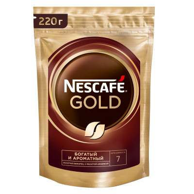 Кофе Nescafé Gold натуральный растворимый с добавлением молотого, 220г Кофе Nescafé Gold натуральный растворимый с добавлением молотого, 220г