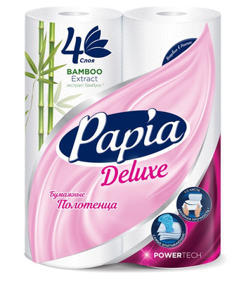 Полотенца Papia Deluxe бумажные 4 слоя, 2шт Полотенца Papia Deluxe бумажные 4 слоя, 2шт
