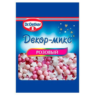 Посыпка кондитерская Dr.Oetker Декор-микс розовая, 10г Посыпка кондитерская Dr.Oetker Декор-микс розовая, 10г