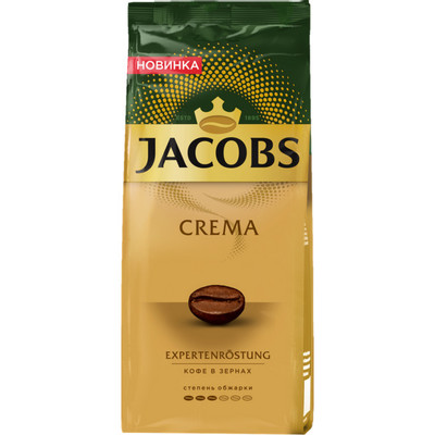 Кофе Jacobs Crema натуральный жареный в зёрнах, 230г Кофе Jacobs Crema натуральный жареный в зёрнах, 230г