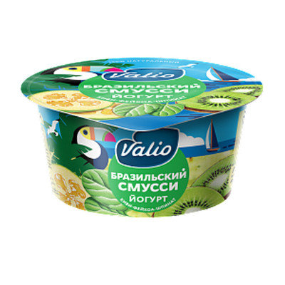 Йогурт Valio Бразильский смусси киви-фейхоа-шпинат 2.6%, 140г Йогурт Valio Бразильский смусси киви-фейхоа-шпинат 2.6%, 140г