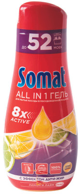 Гель Somat All-in-1 лимон и лайм, 936мл Гель Somat All-in-1 лимон и лайм, 936мл