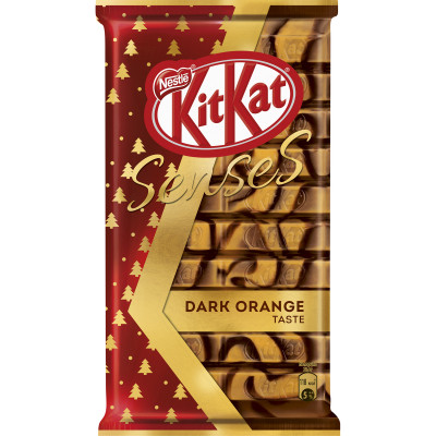 Шоколад молочный и тёмный KitKat Senses Dark Orange Taste с хрустящей вафлей, 112г Шоколад молочный и тёмный KitKat Senses Dark Orange Taste с хрустящей вафлей, 112г