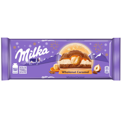 Шоколад Milka Wholenut Caramel молочный с фундуком и карамелью 300г