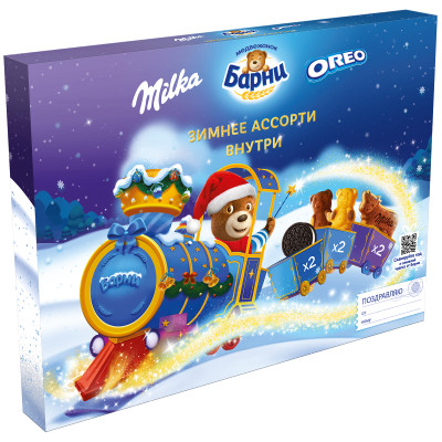 Подарочный набор Барни Oreo + Milka Зимнее, 290г Подарочный набор Барни Oreo + Milka Зимнее, 290г