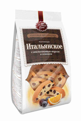 Печенье Хлебный Спас Итальянское сдобное с апельсиновым вкусом и изюмом, 230г Печенье Хлебный Спас Итальянское сдобное с апельсиновым вкусом и изюмом, 230г