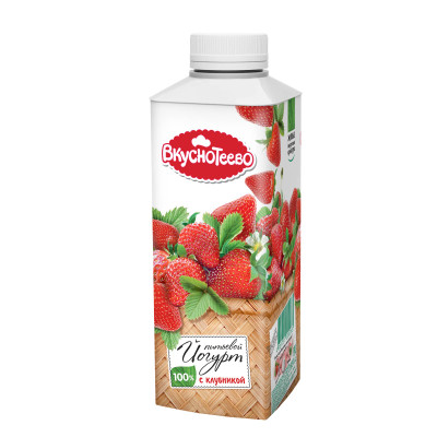 Йогурт Вкуснотеево питьевой клубника 1.5%, 750г Йогурт Вкуснотеево питьевой клубника 1.5%, 750г