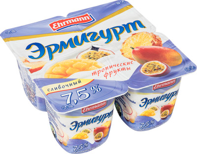 Продукт йогуртный Эрмигурт Тропические фрукты 7.5%, 100г Продукт йогуртный Эрмигурт Тропические фрукты 7.5%, 100г