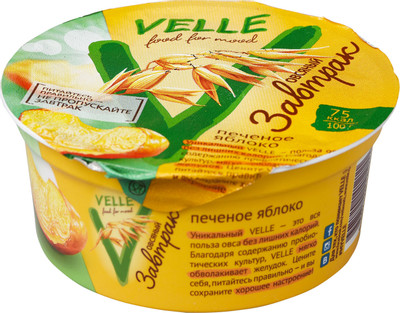 Продукт овсяный Velle Завтрак печёное яблоко, 175г Продукт овсяный Velle Завтрак печёное яблоко, 175г